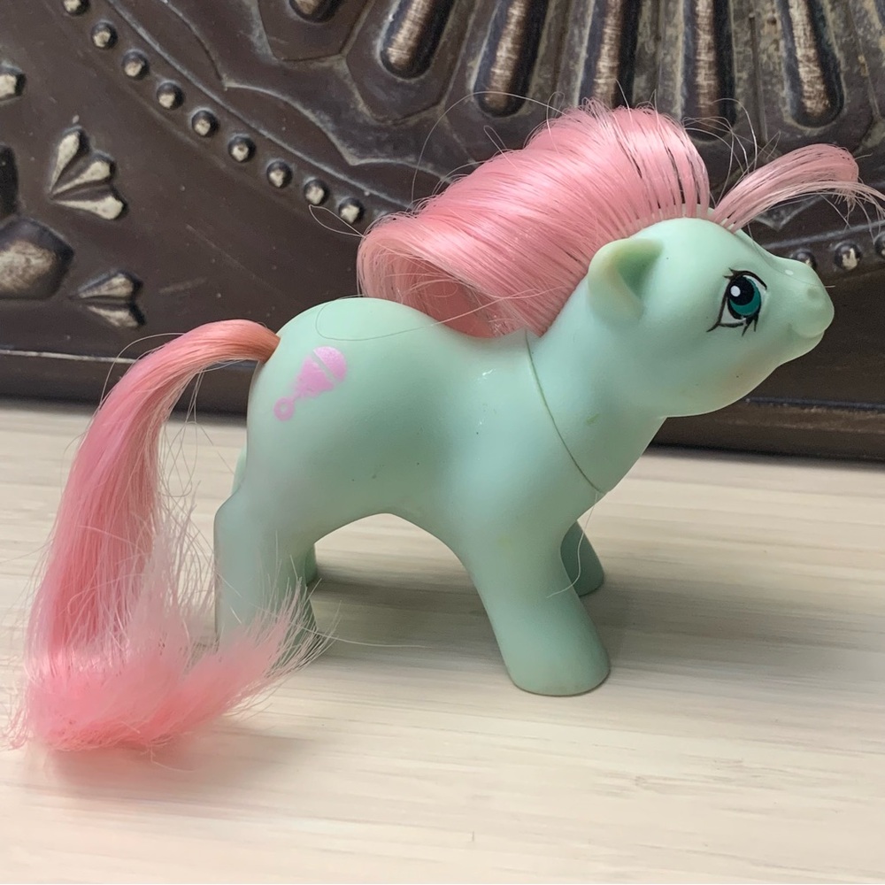 Vintage My Little Pony G1 Baby Cuddles Rattle Vintage Teal Pink Hair
